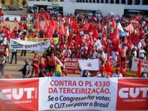 Mobilização em Brasília contra terceirização no Dia Nacional de Lutas