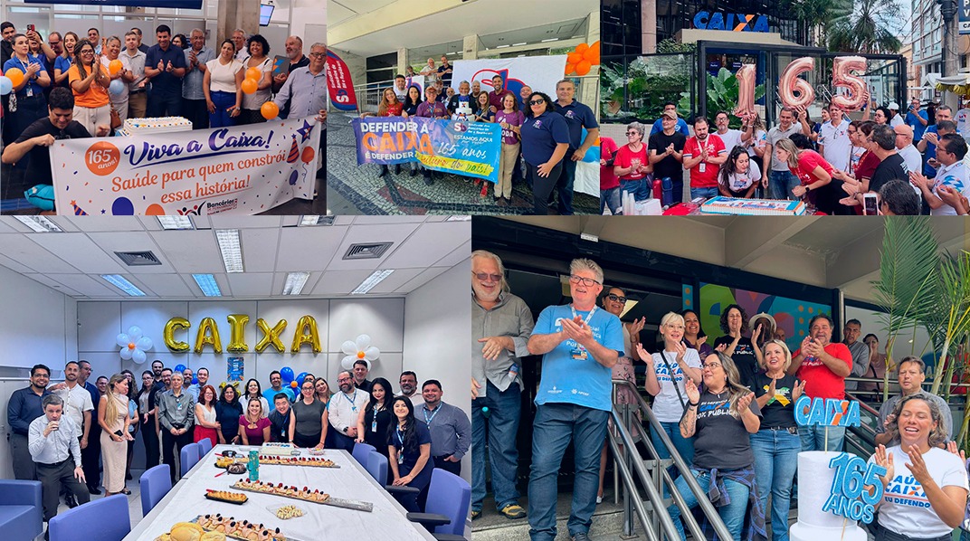 Manifestações em todo o país celebram os 165 anos da Caixa e defendem seu papel social